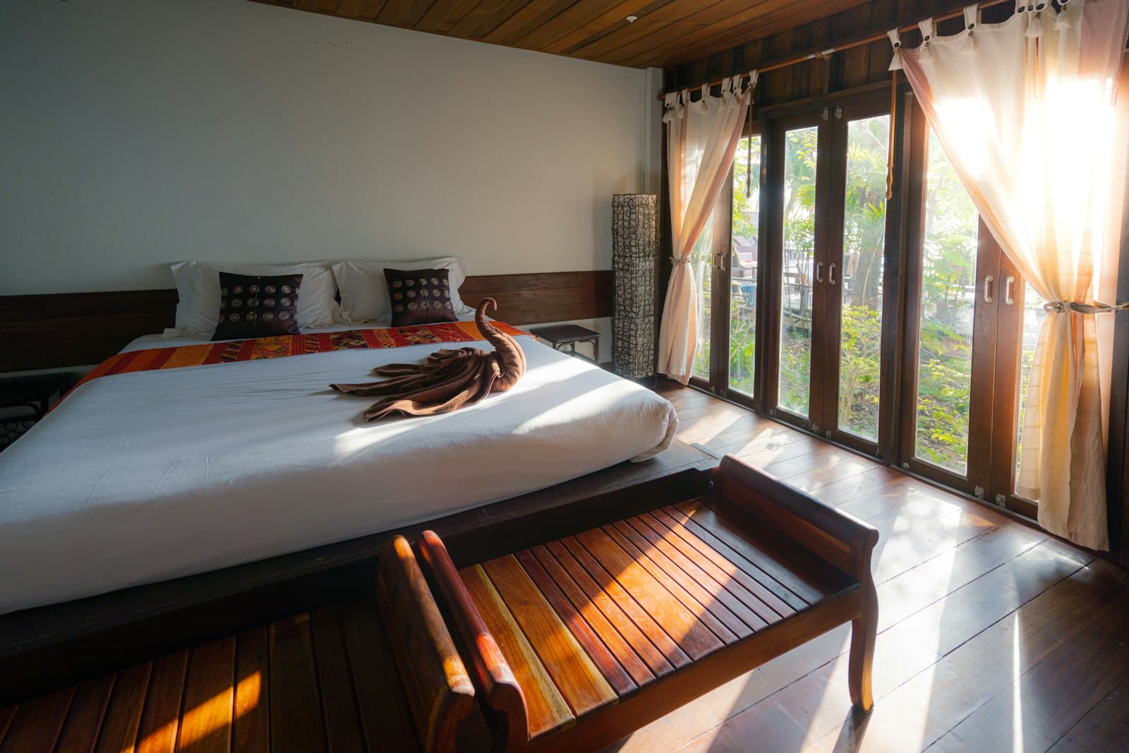 A sunlit room with freshly cleaned draperies